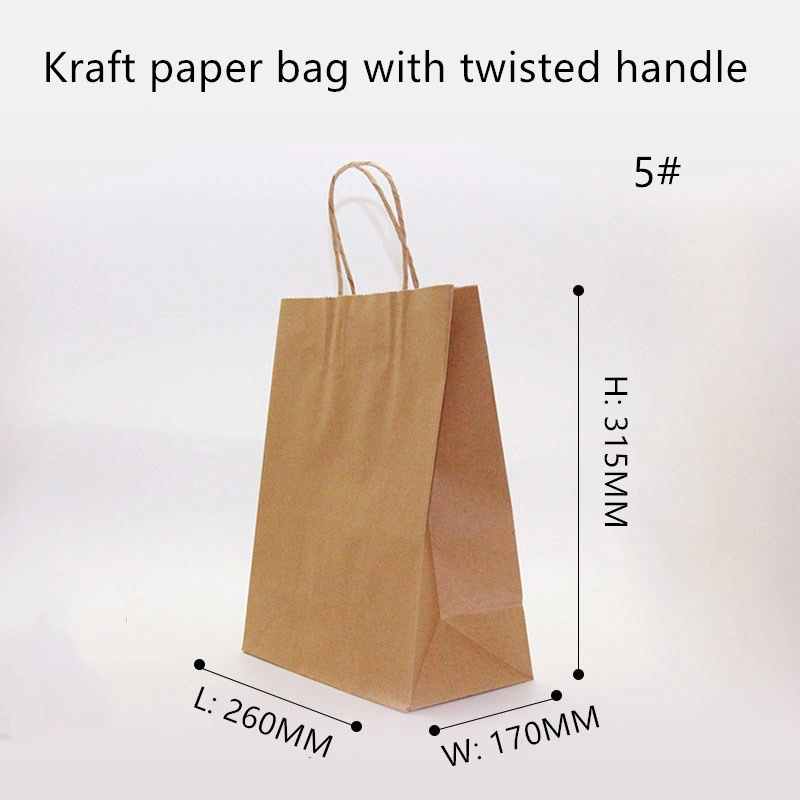 Wholesale Handle Die Cut Printing Flat Black Kraft Paper Bag with Log Print