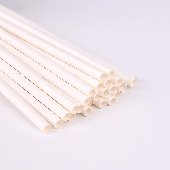 Party Disposable Compostable Paper Straw with Plain White Color
