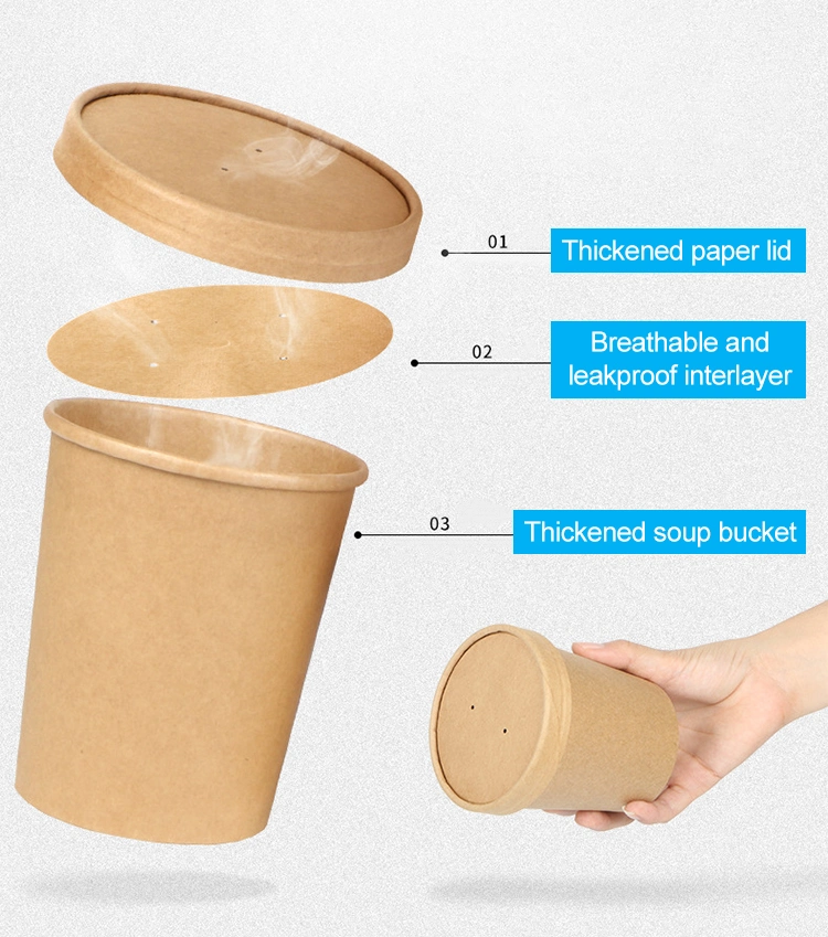 Eco-Friendly Biodegradable Food Packaging Kraft Paper Packaging for Soup Container