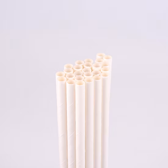 Cannuccia di carta usa e getta compostabile per feste in tinta unita bianca